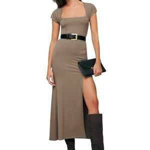 Reformation Harlyn Knit Dress‎ Shitake Mushroom Brown Size XL NWT